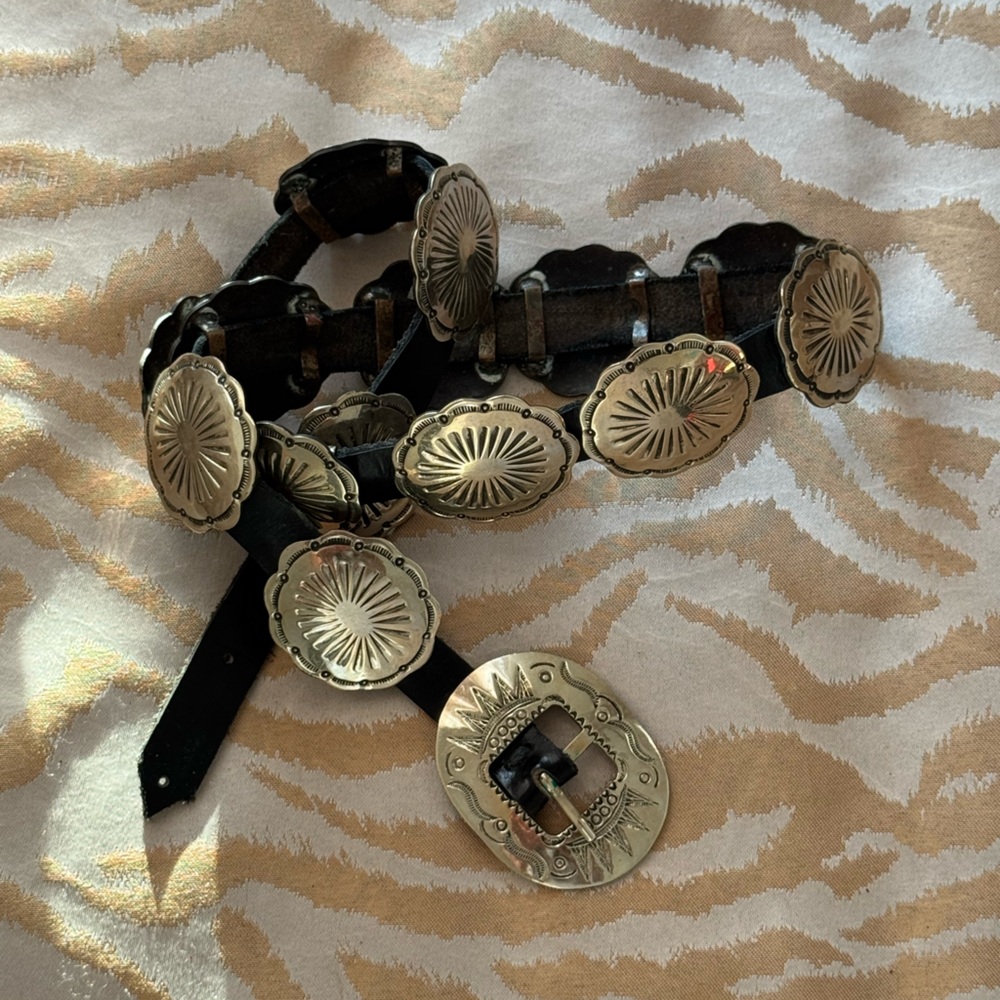 Vintage real 100% silver concho belt handmade in Mexico